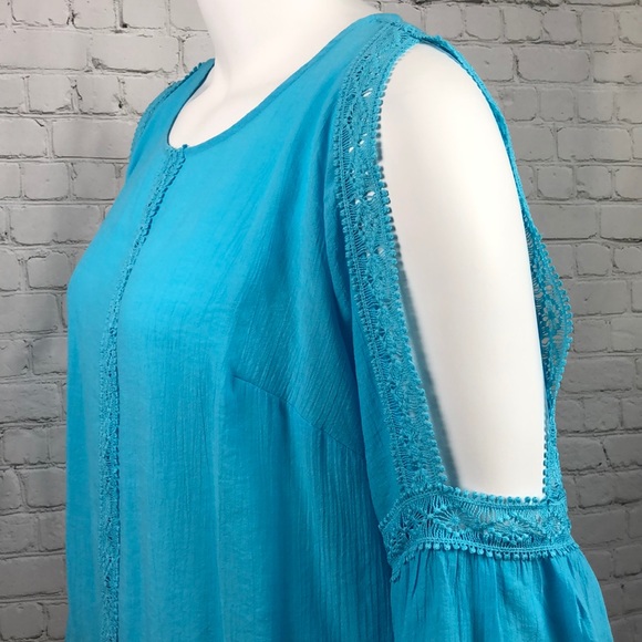 NY Collection Light Blue Open Sleeve Top Size 1X - Picture 3 of 4